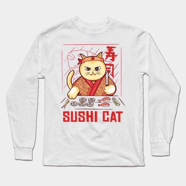 SUSHI KITTEN Long Sleeve T-Shirt by madeinchorley